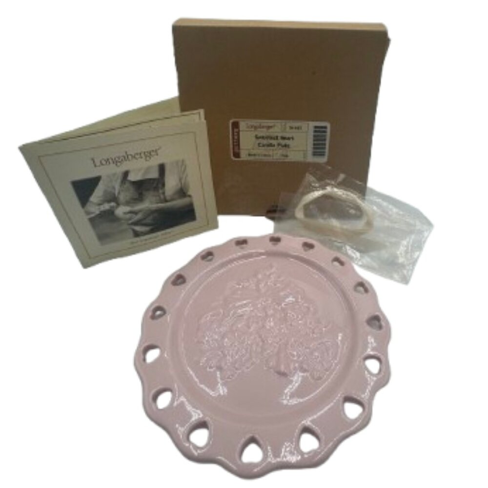 NIB - LONGABERGER SWEETEST HEART PINK CANDLE PLATE